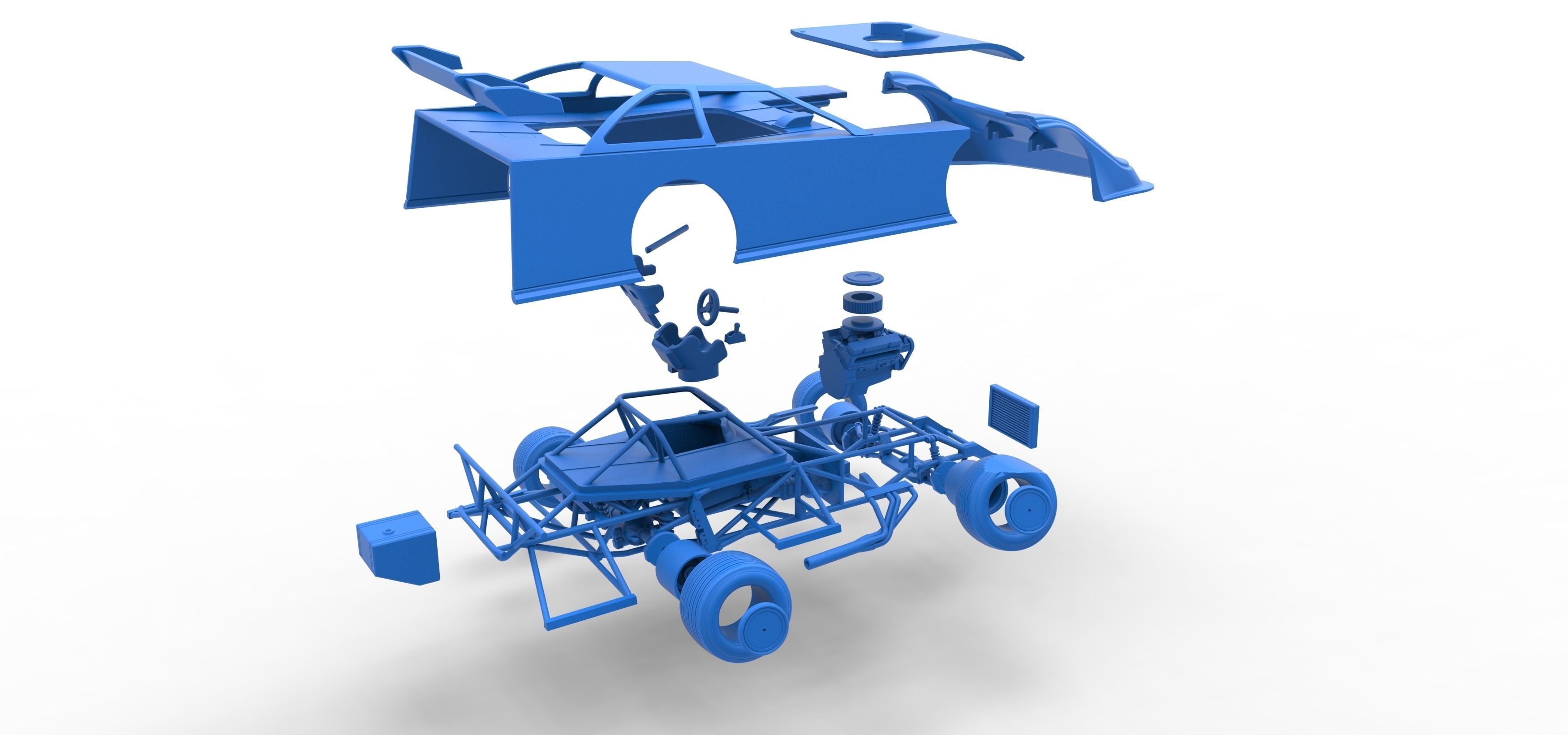 Super Dirt Late model while turning Scale 1 to 25 3D print model_63