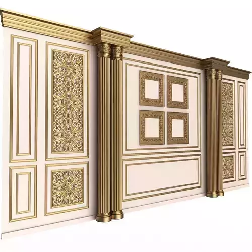 Boiserie Classic Wall with Mouldings 014 White