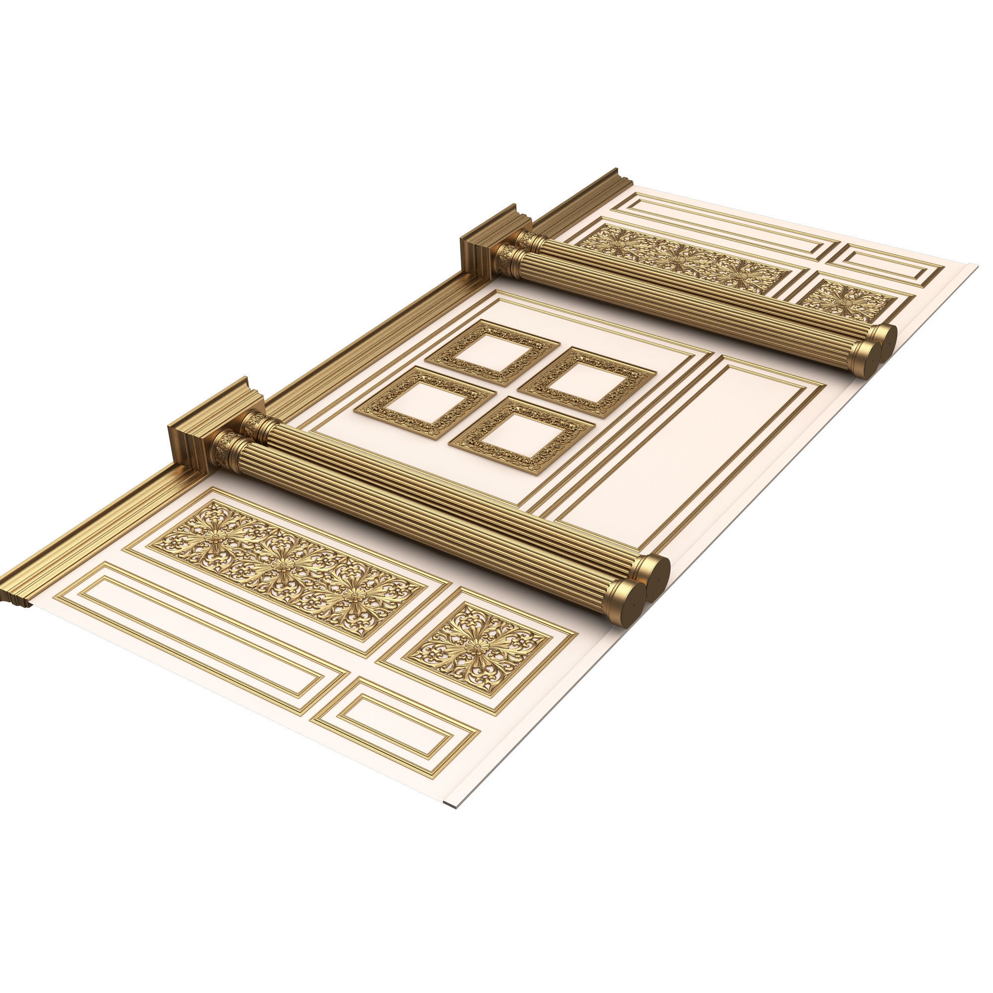 Boiserie Classic Wall with Mouldings 014 White Low-poly 3D model_2