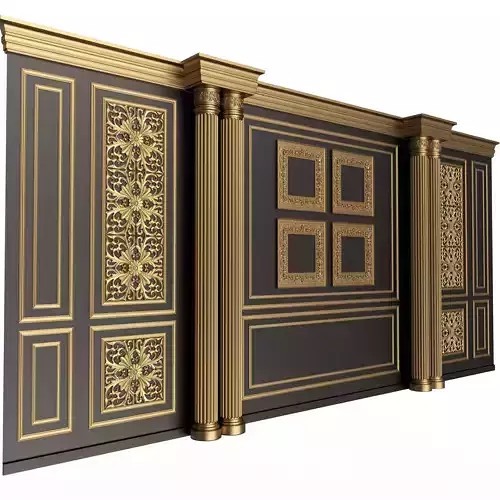 Boiserie Classic Wall with Mouldings 014 Black
