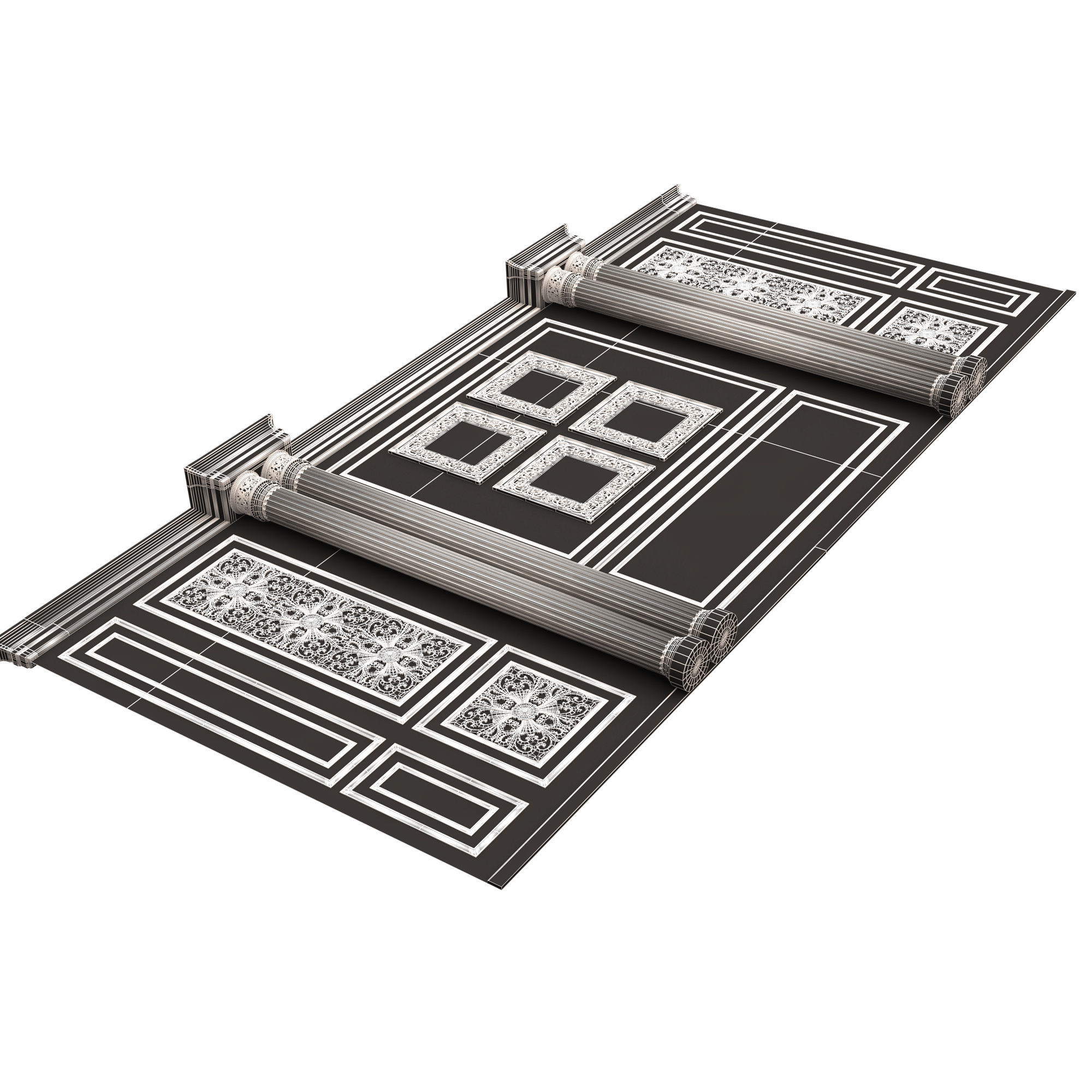 Boiserie Classic Wall with Mouldings 014 Black Low-poly 3D model_11
