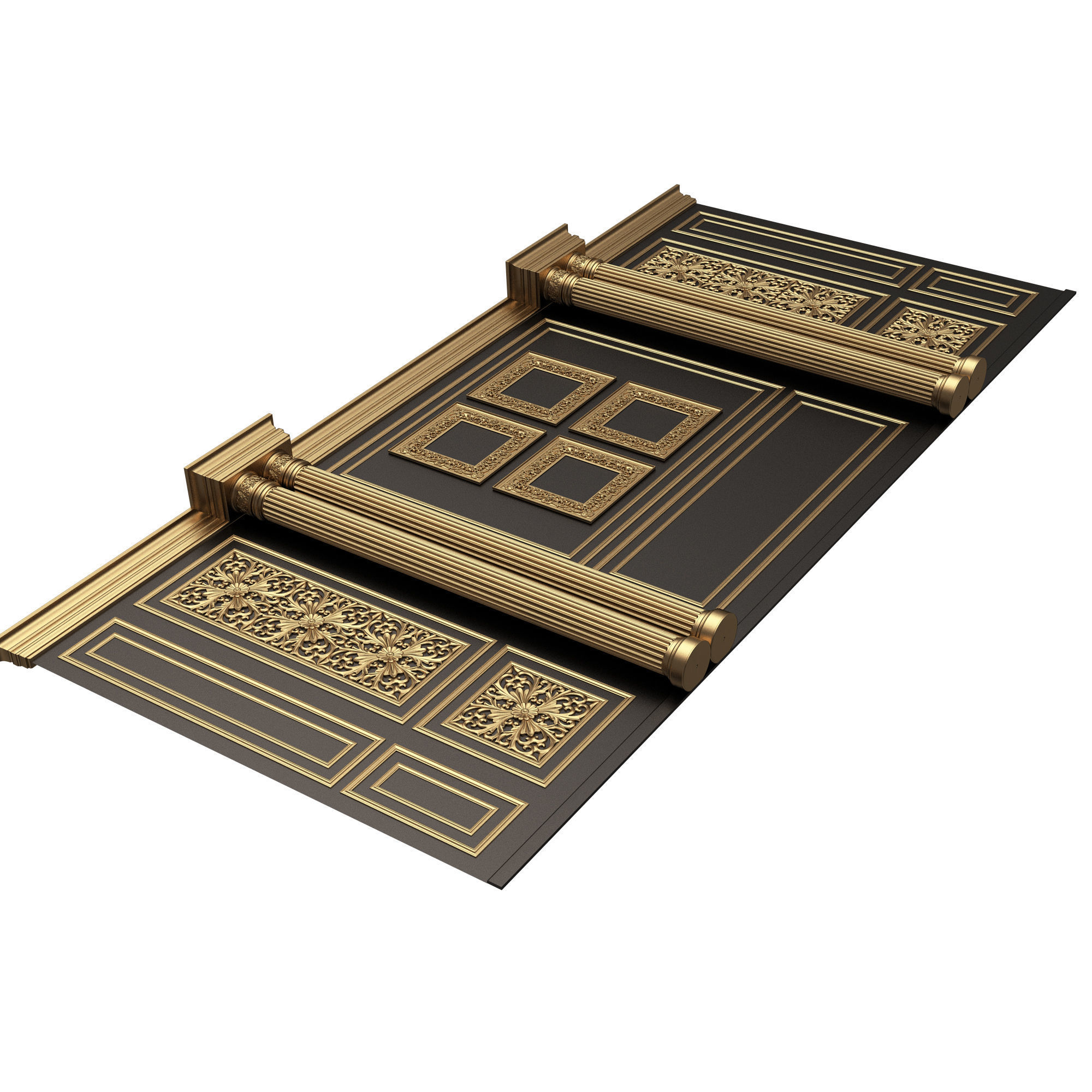 Boiserie Classic Wall with Mouldings 014 Black Low-poly 3D model_2