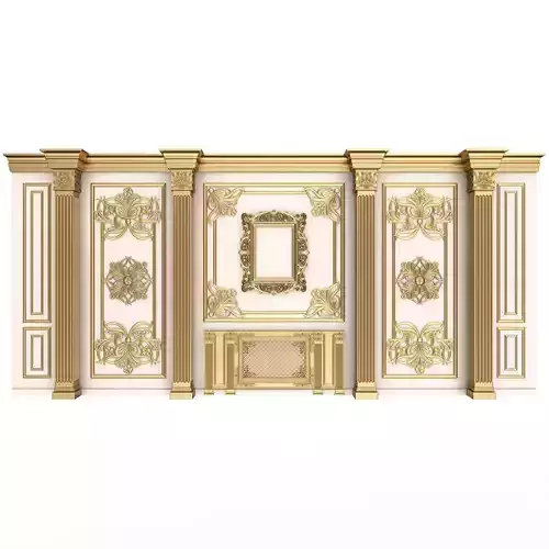 Boiserie Classic Wall with Mouldings 015 White