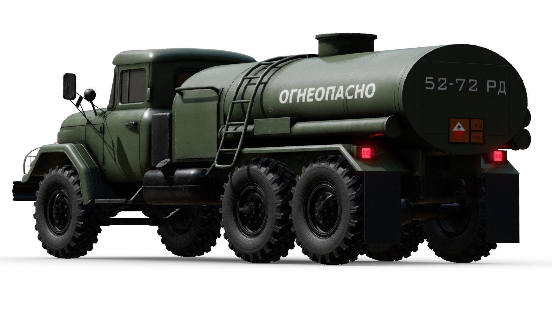 Soviet Army Fuel Tanker Truck Low-poly 3D model_10