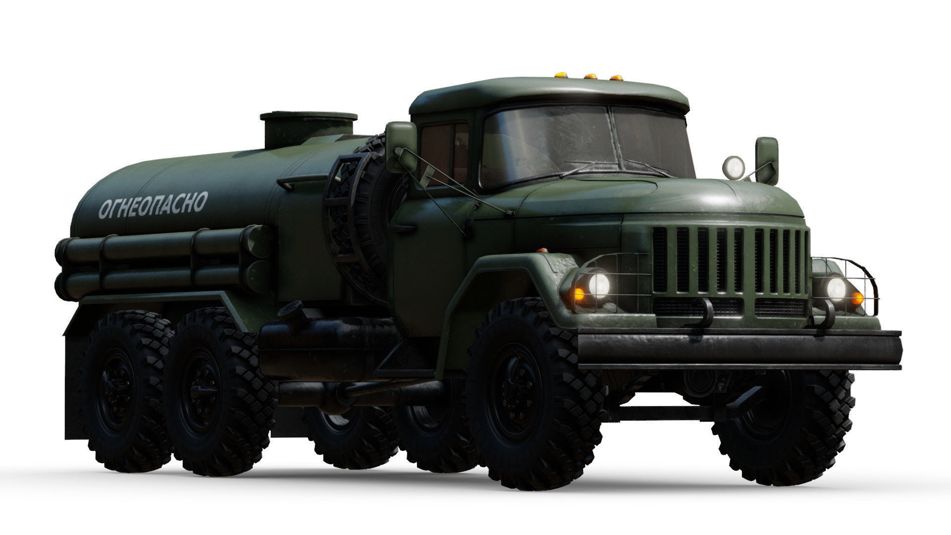 Soviet Army Fuel Tanker Truck Low-poly 3D model_11