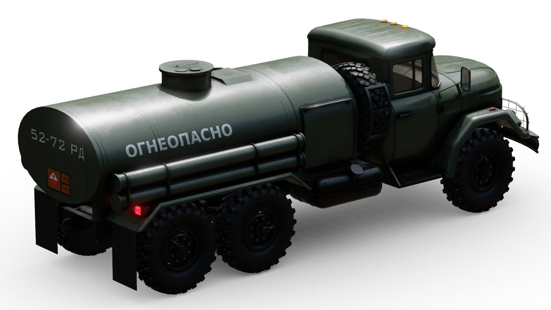 Soviet Army Fuel Tanker Truck Low-poly 3D model_7