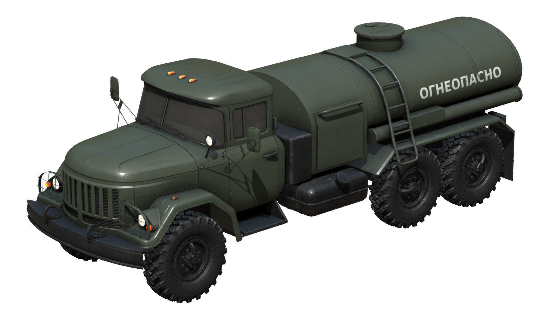 Soviet Army Fuel Tanker Truck Low-poly 3D model_13