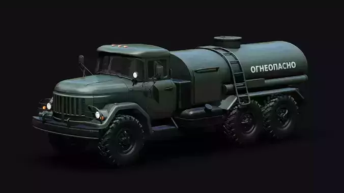 Soviet Army Fuel Tanker Truck Low-poly 3D model
