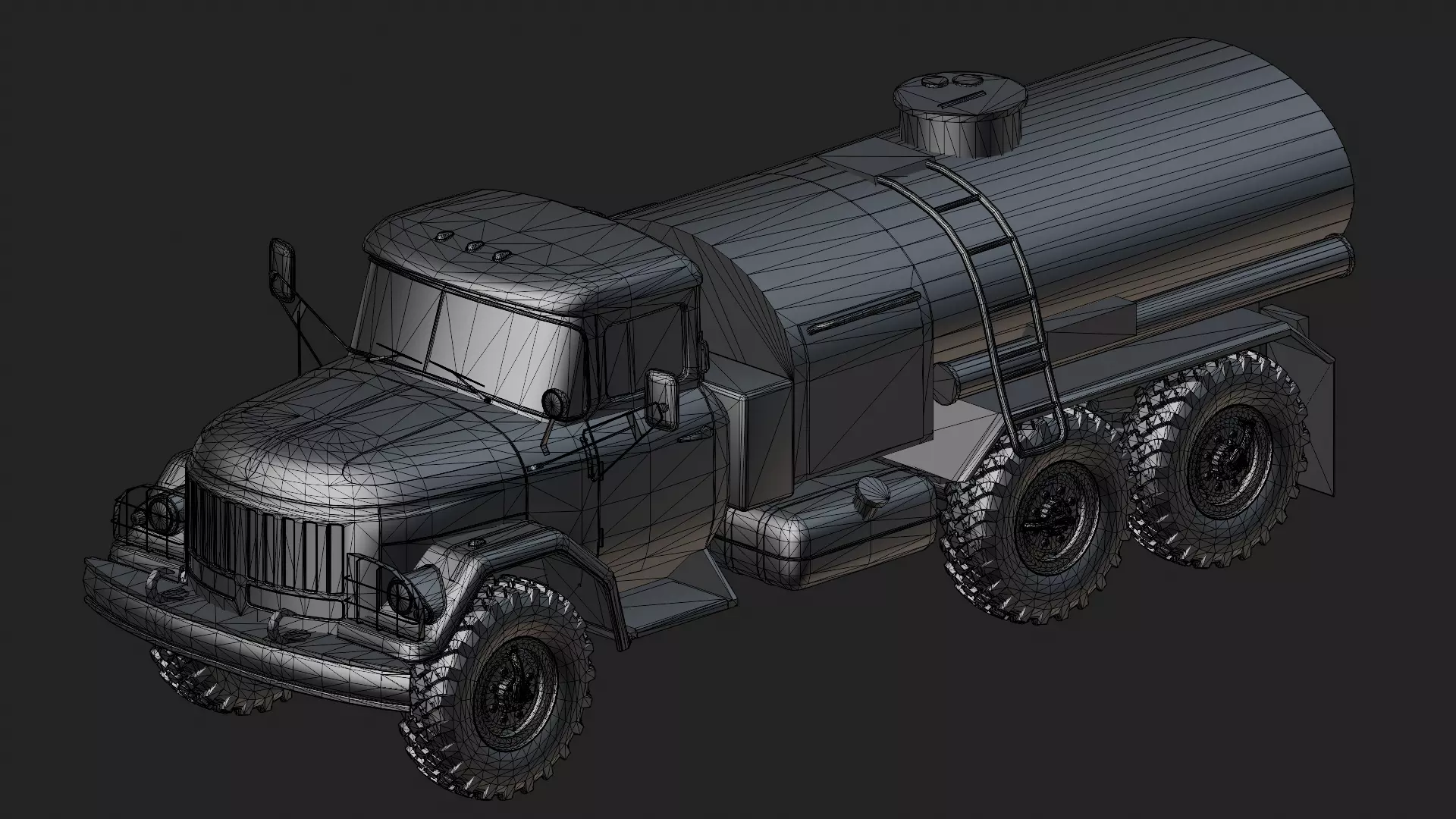 Soviet Army Fuel Tanker Truck Low-poly 3D model_2