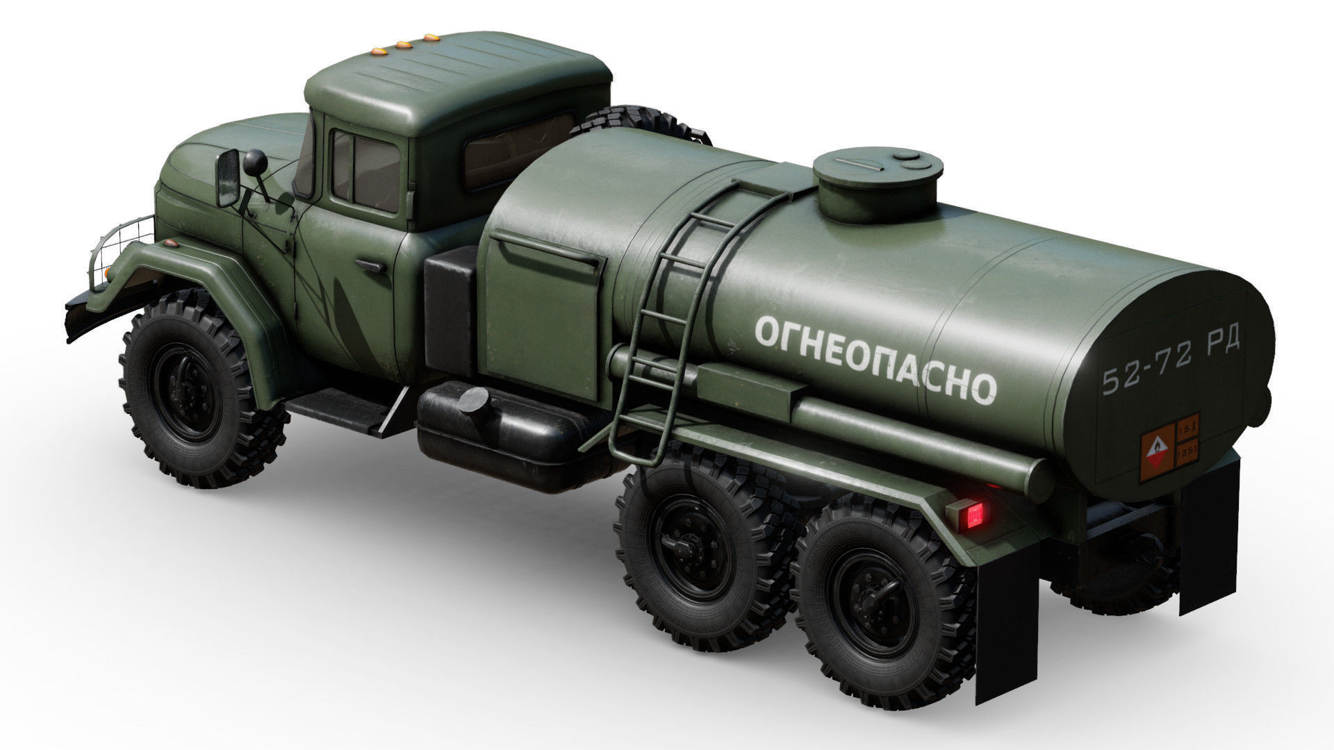 Soviet Army Fuel Tanker Truck Low-poly 3D model_12
