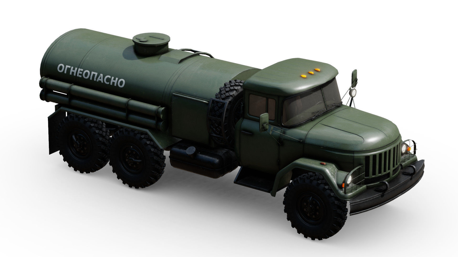 Soviet Army Fuel Tanker Truck Low-poly 3D model_6