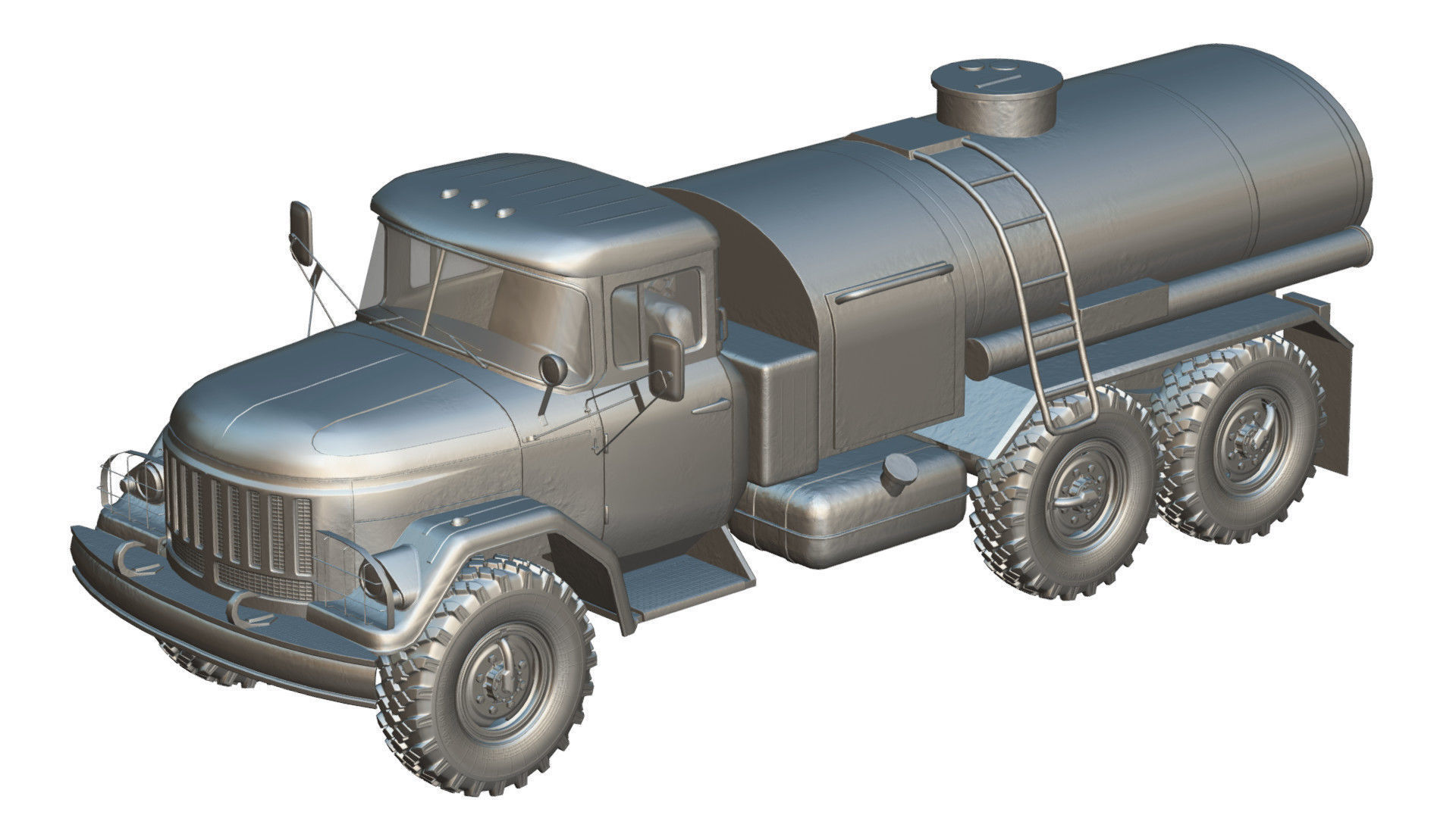Soviet Army Fuel Tanker Truck Low-poly 3D model_17