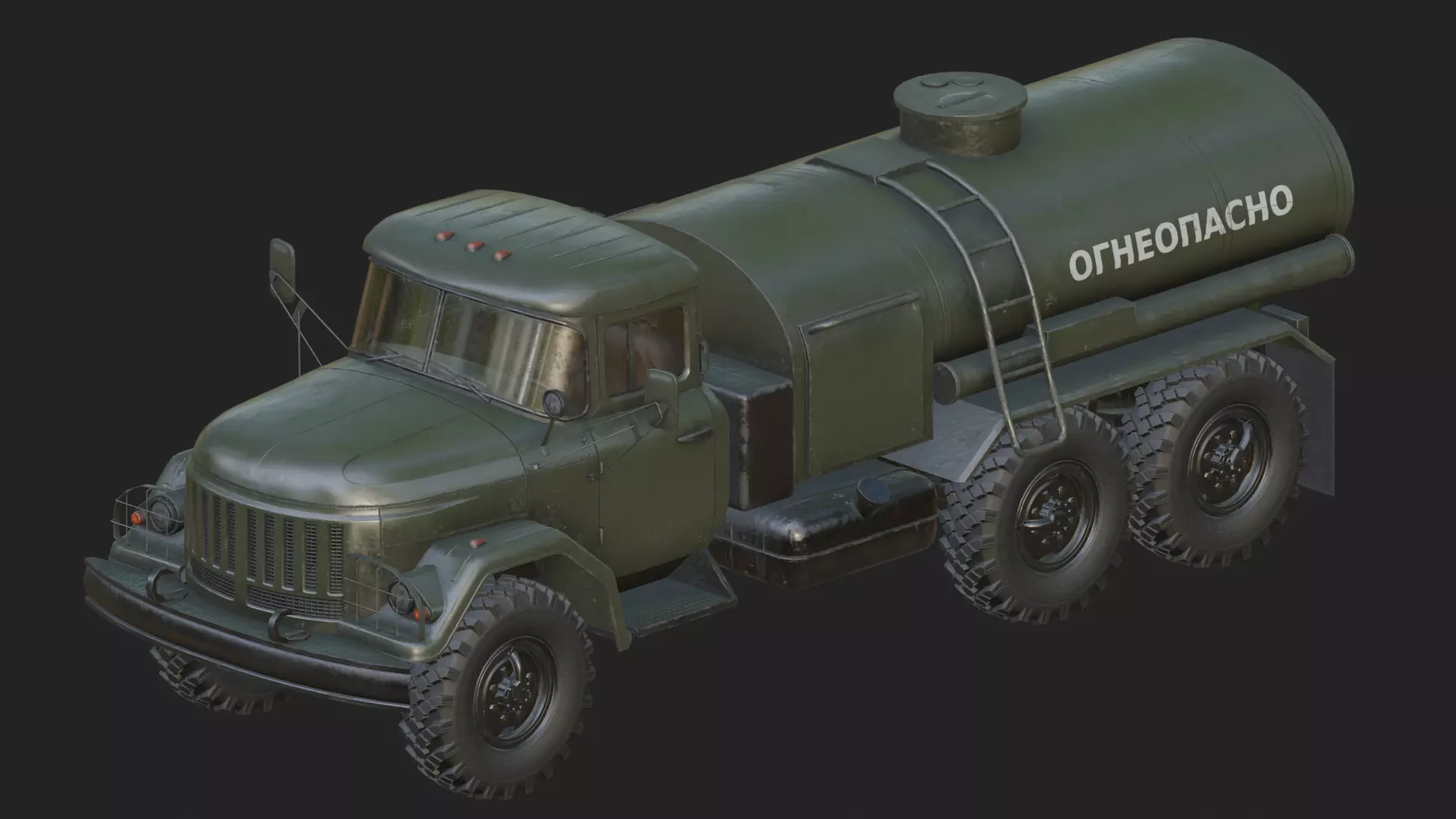 Soviet Army Fuel Tanker Truck Low-poly 3D model_1
