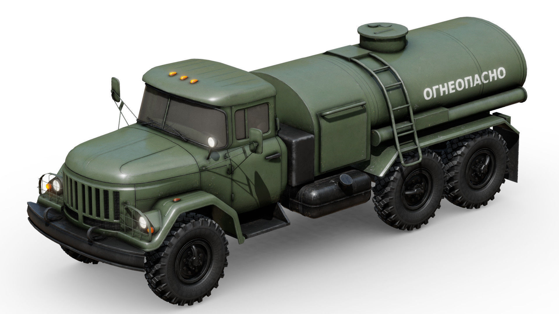 Soviet Army Fuel Tanker Truck Low-poly 3D model_5