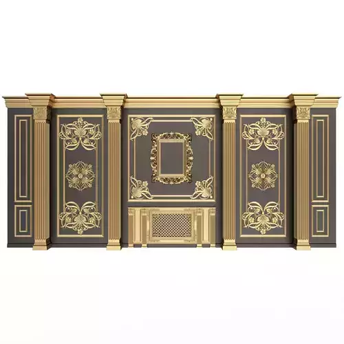 Boiserie Classic Wall with Mouldings 015 Black