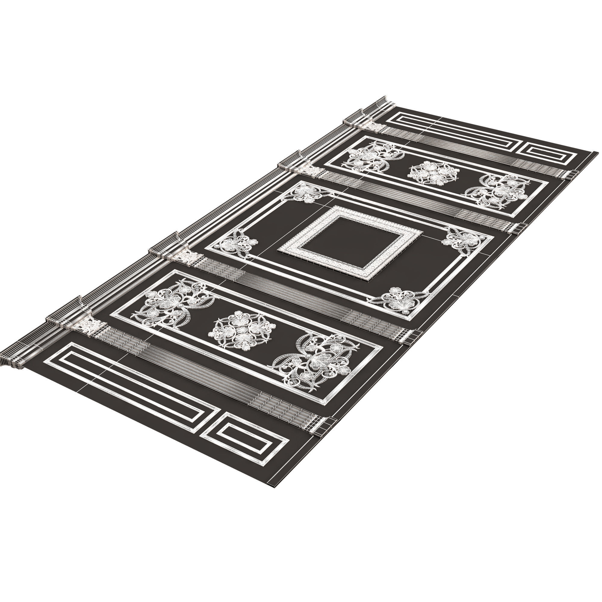 Boiserie Classic Wall with Mouldings 016 White Low-poly 3D model_11