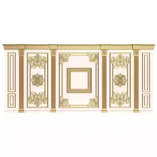 Boiserie Classic Wall with Mouldings 016 White Low-poly 3D model