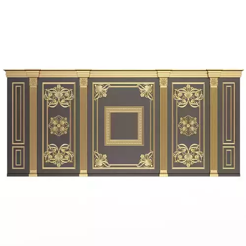 Boiserie Classic Wall with Mouldings 016 Black