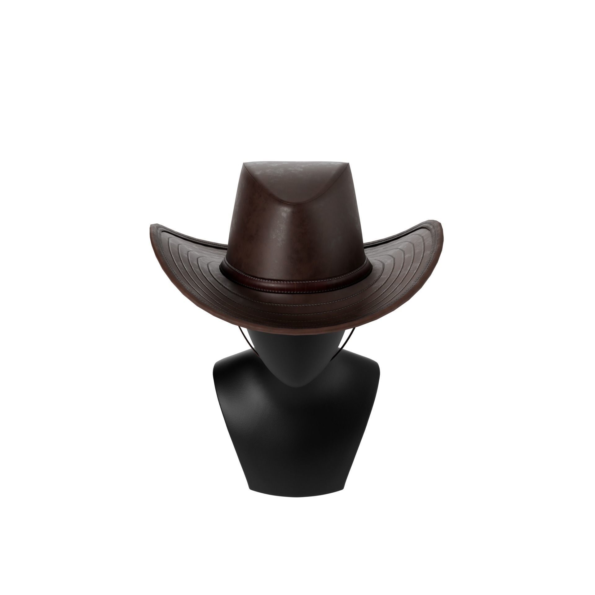 Western Hat Low-poly 3D model_6