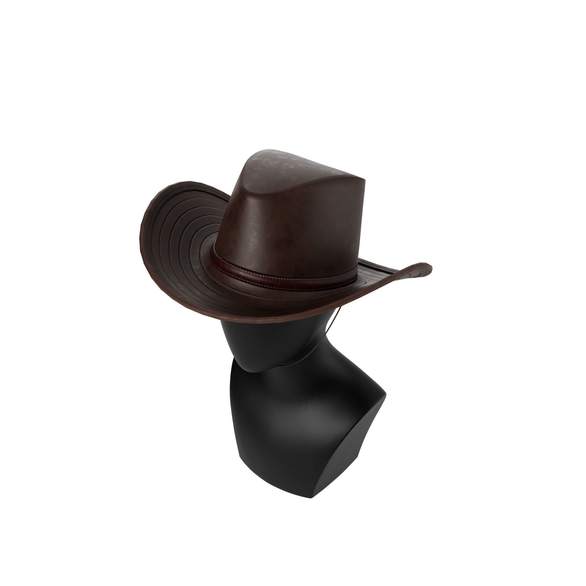 Western Hat Low-poly 3D model_7