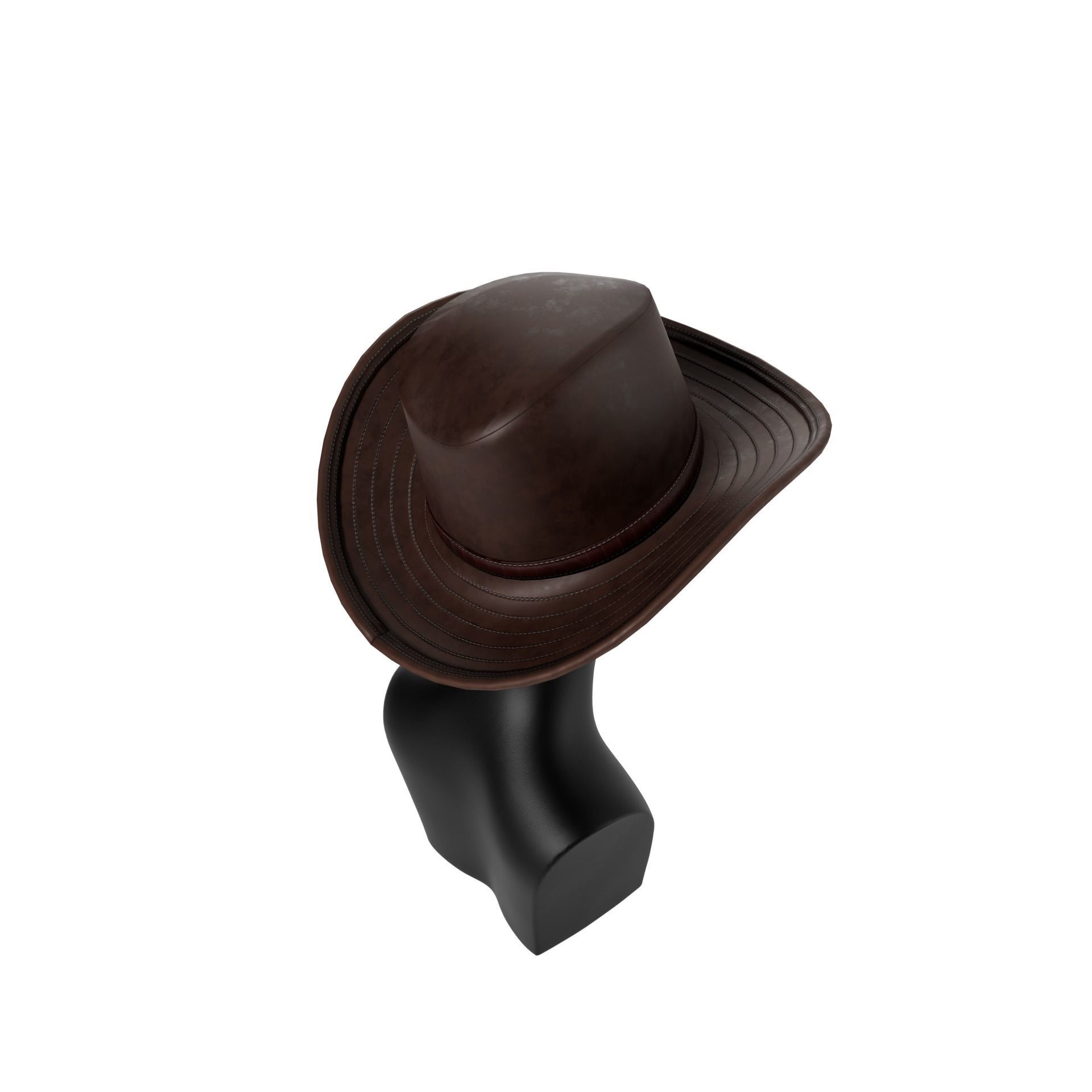 Western Hat Low-poly 3D model_9