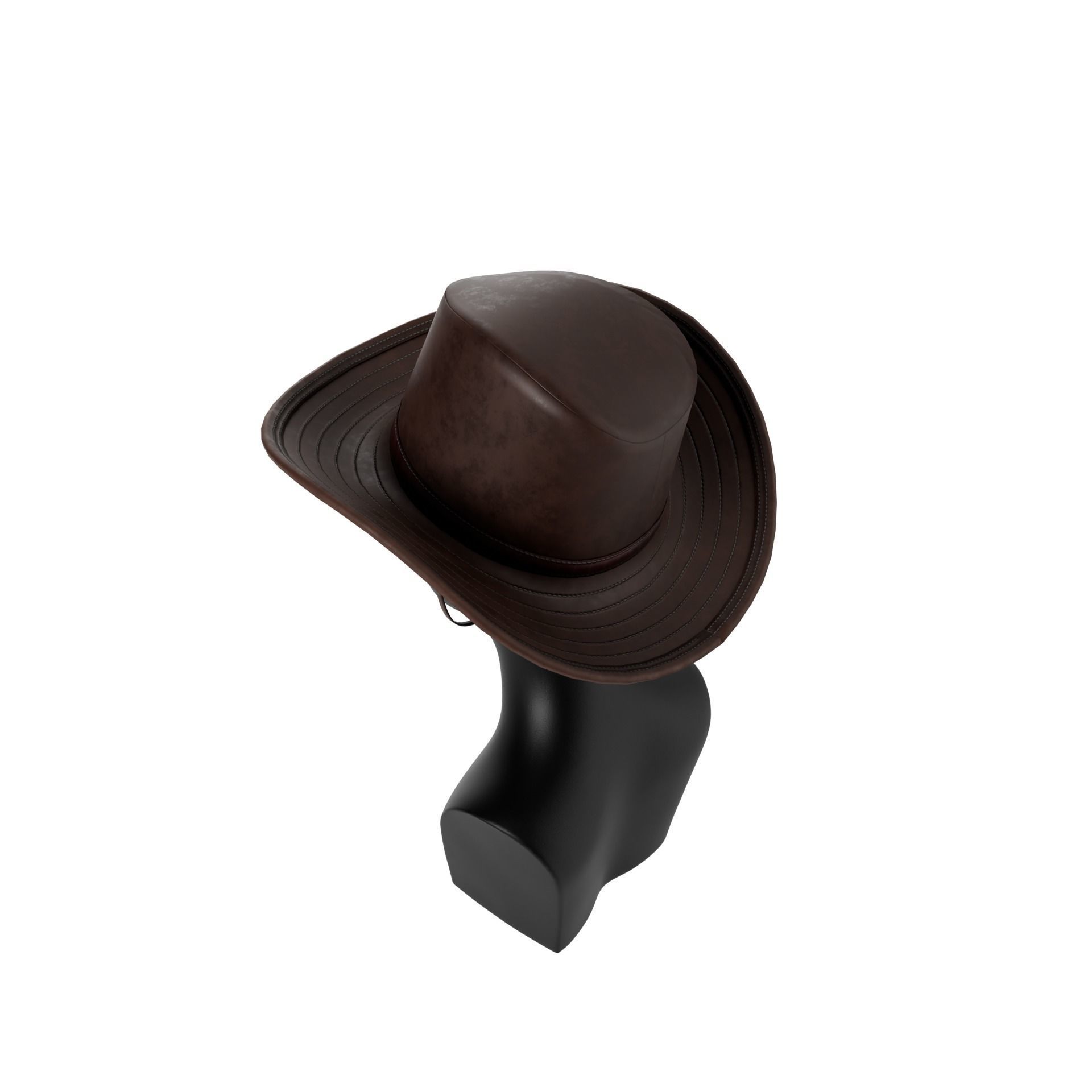 Western Hat Low-poly 3D model_8