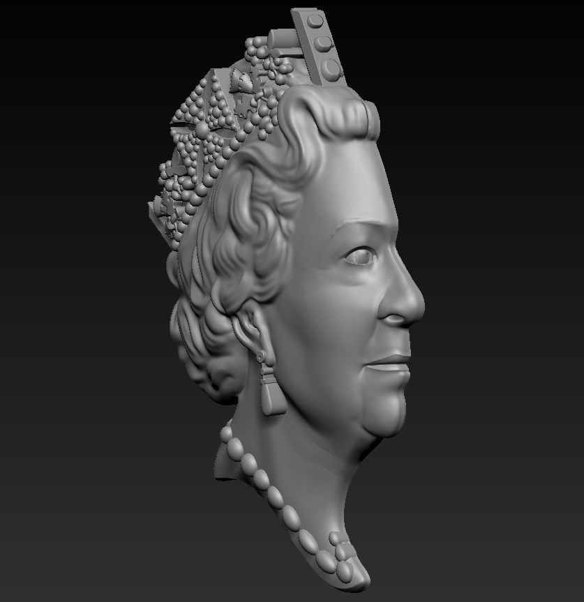 Queen Elizabeth II Medallion Pendant 3D Model 3D print model_7