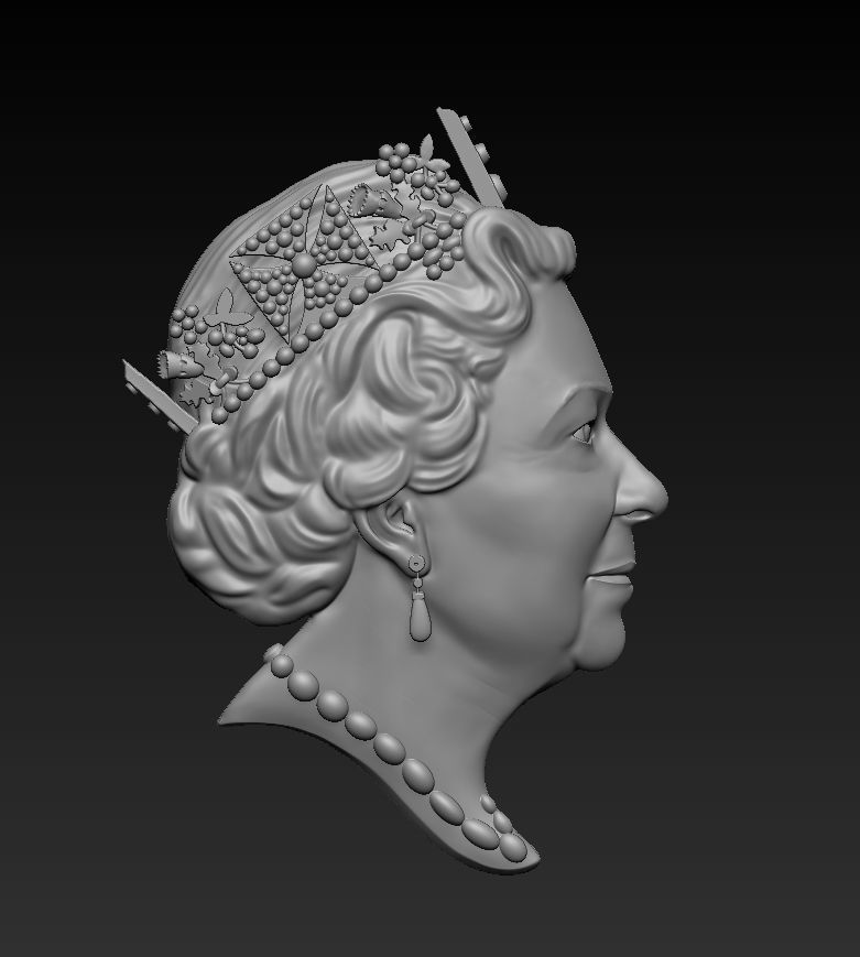 Queen Elizabeth II Medallion Pendant 3D Model 3D print model_1