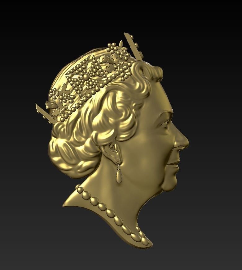 Queen Elizabeth II Medallion Pendant 3D Model 3D print model_5