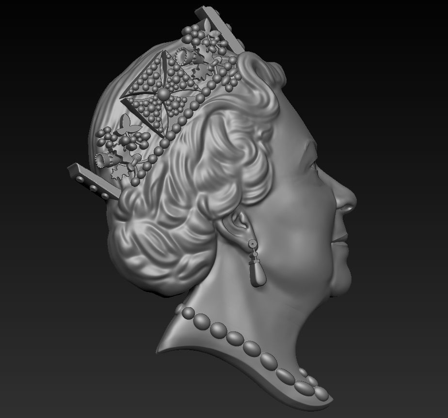 Queen Elizabeth II Medallion Pendant 3D Model 3D print model_8