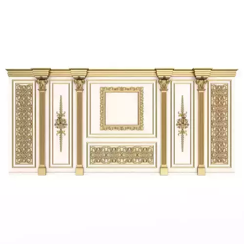 Boiserie Classic Wall with Mouldings 017 White