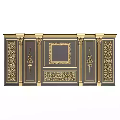 Boiserie Classic Wall with Mouldings 017 Black