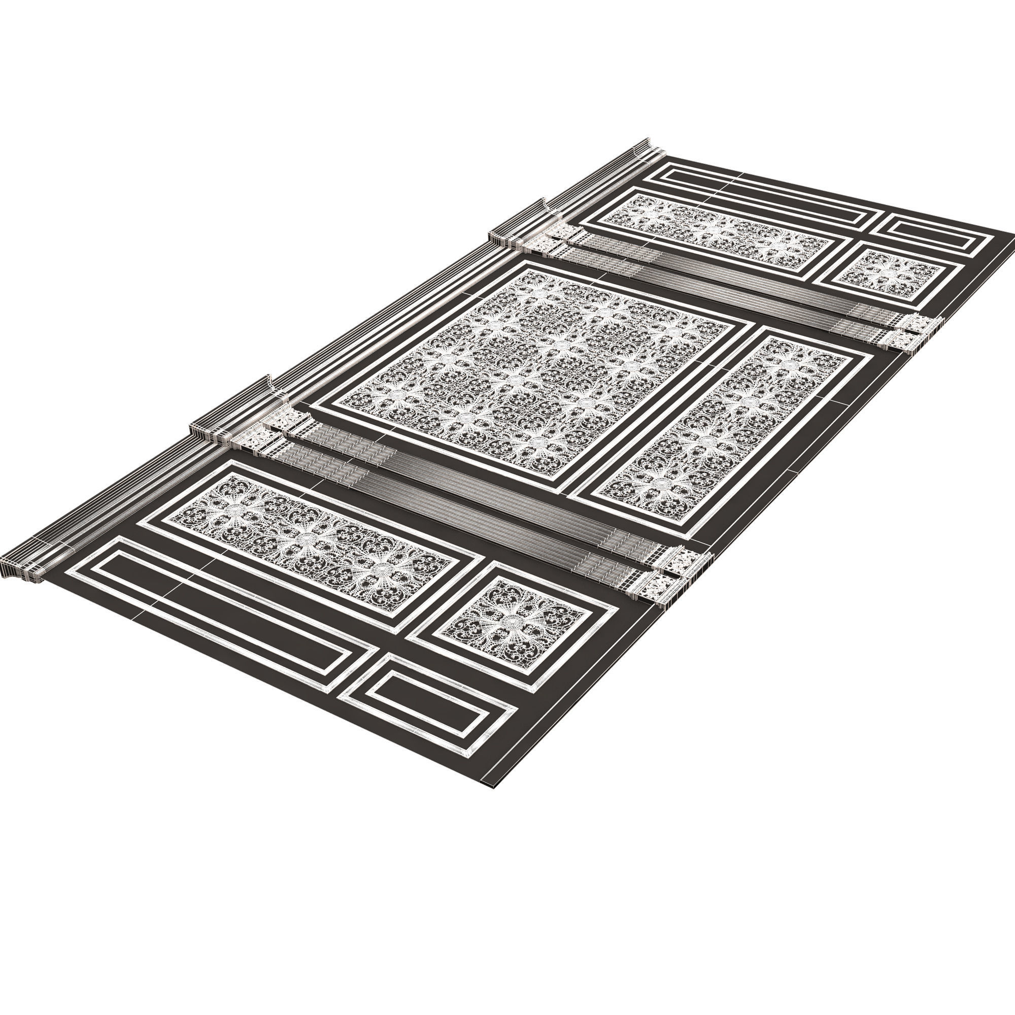 Boiserie Classic Wall with Mouldings 018 Black Low-poly 3D model_11