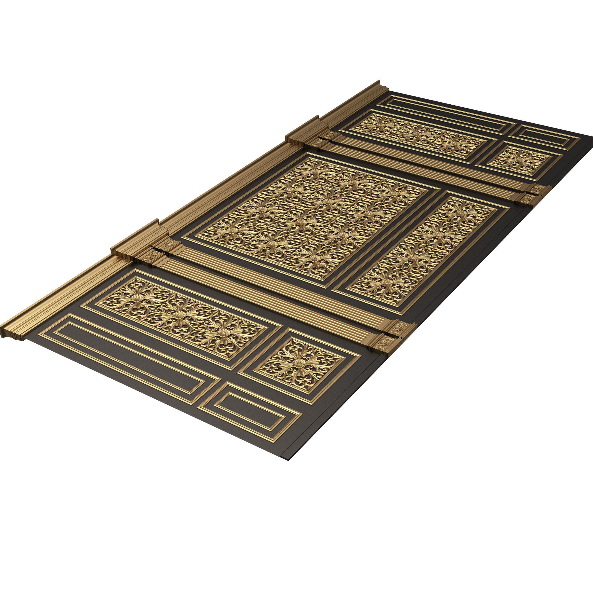 Boiserie Classic Wall with Mouldings 018 Black Low-poly 3D model_5