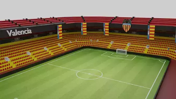 Valencia Football Stadium Low-poly 3D model