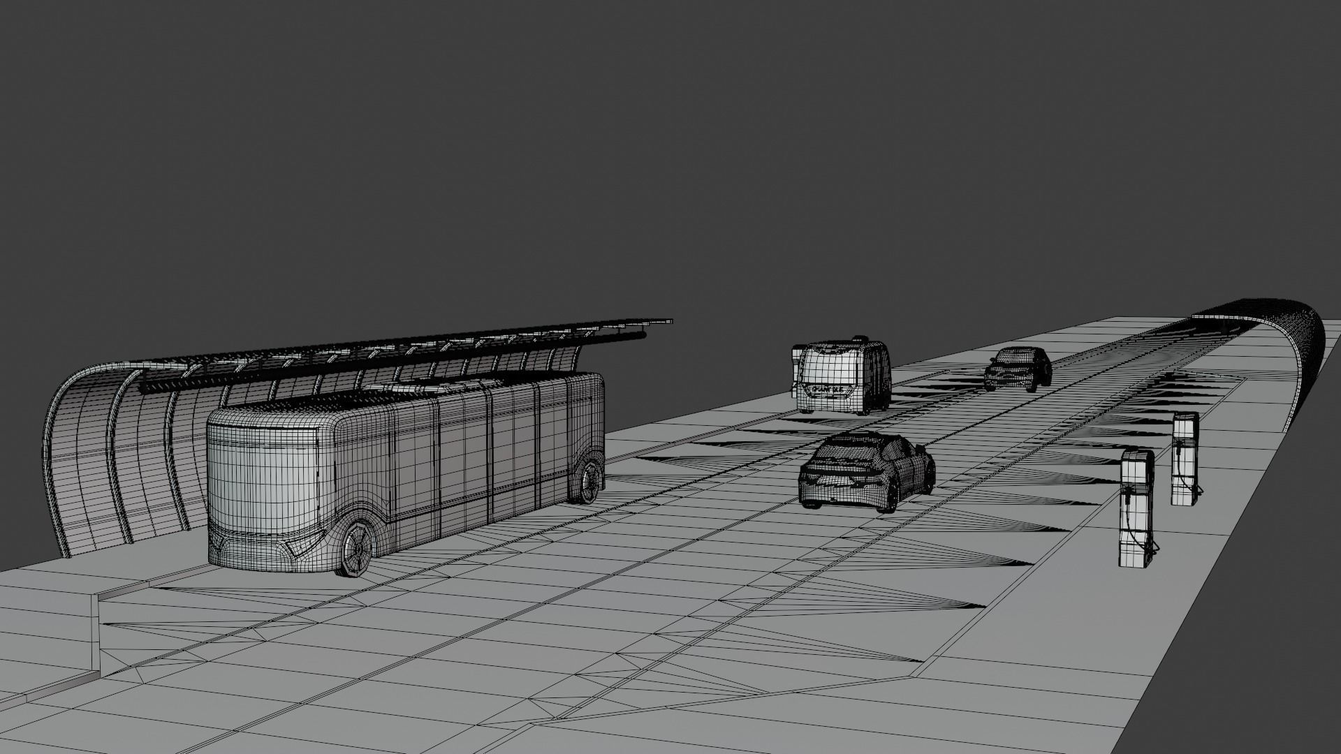 Bus stop and pedestrian bridge 3D Model Collection_1