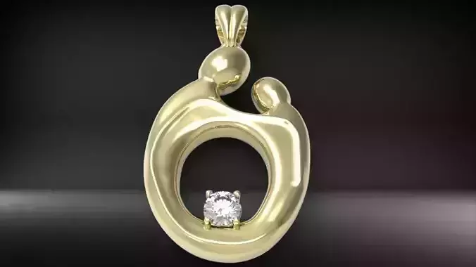 Mother and Daughter Birthstone Pendant Jewelry 3D print model