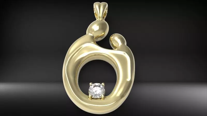 Mother and Daughter Birthstone Pendant Jewelry 3D print model