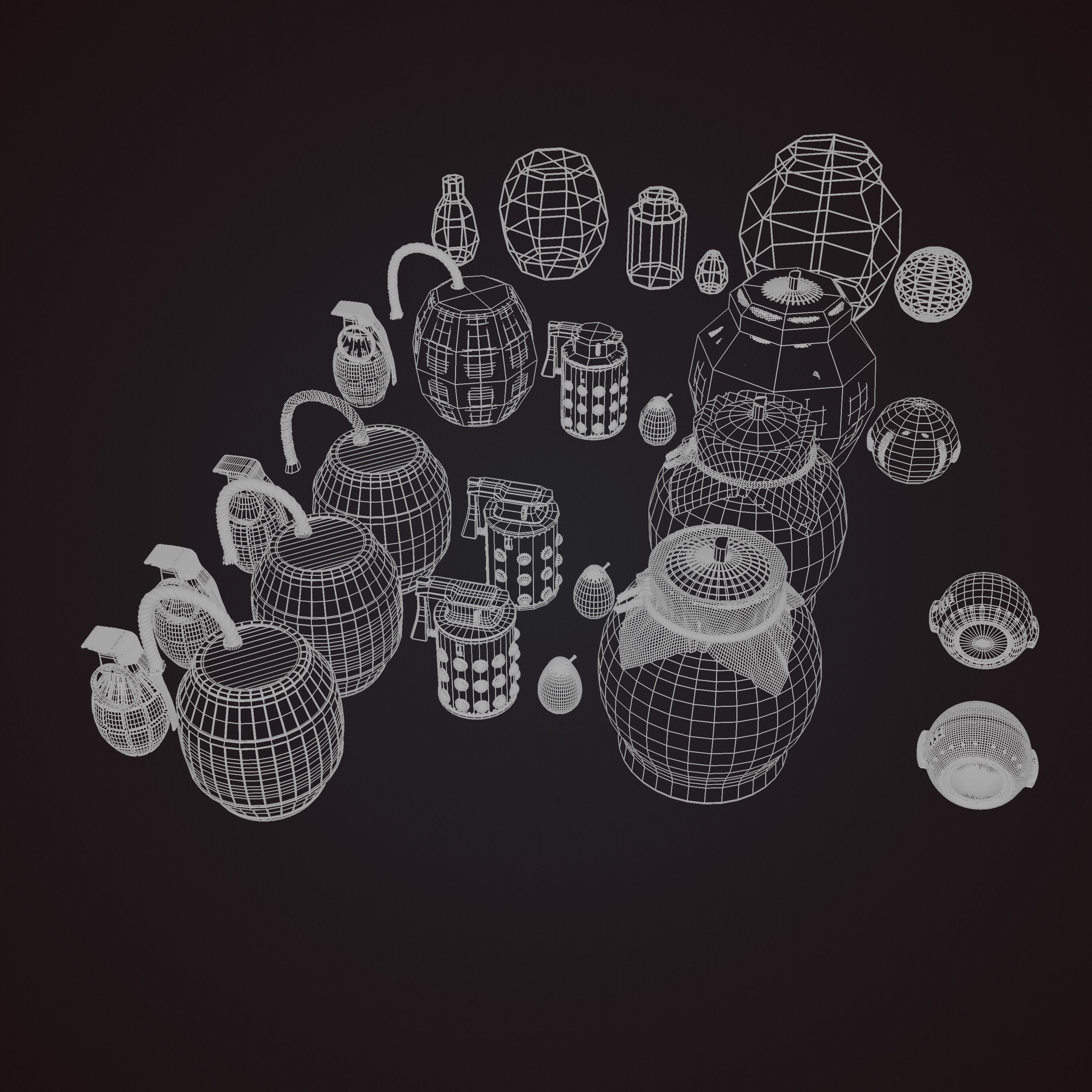 Fantasy and Realistic Grenades Low-poly 3D model_1