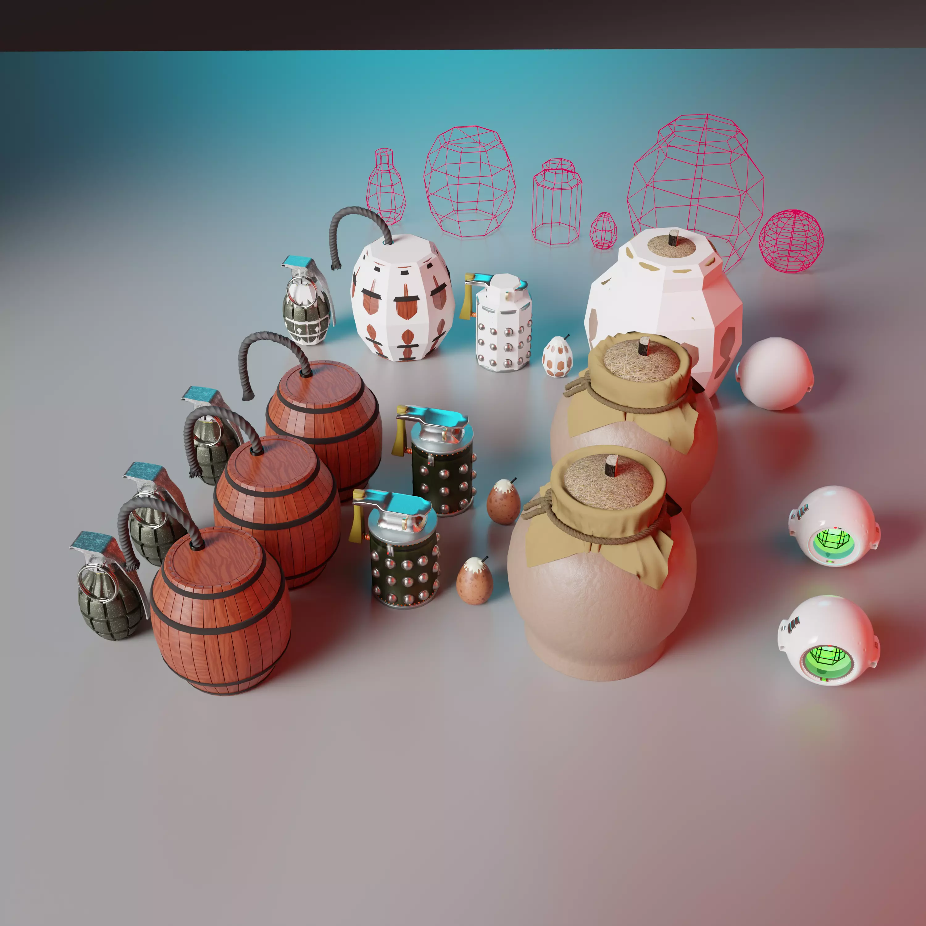 Fantasy and Realistic Grenades Low-poly 3D model_0