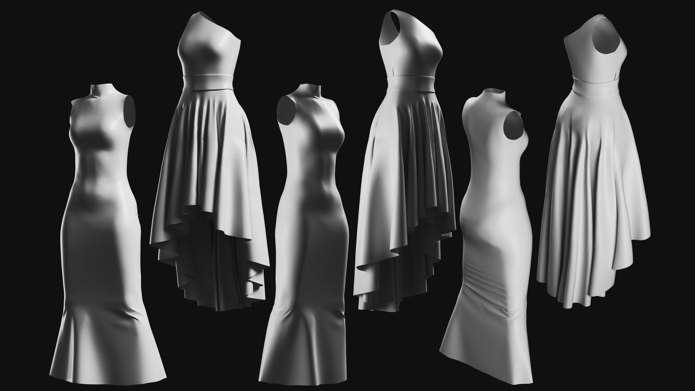 Basemesh Dress Collection v1 3D model_10