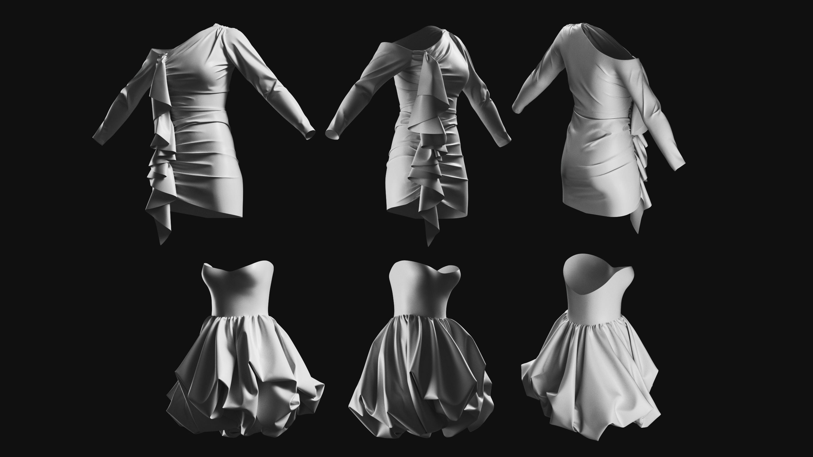 Basemesh Dress Collection v1 3D model_4