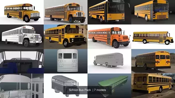 School Bus Pack  3D Model Collection