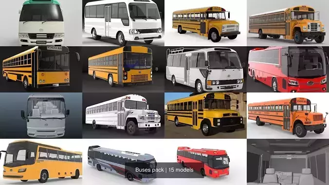 Buses pack 3D Model Collection