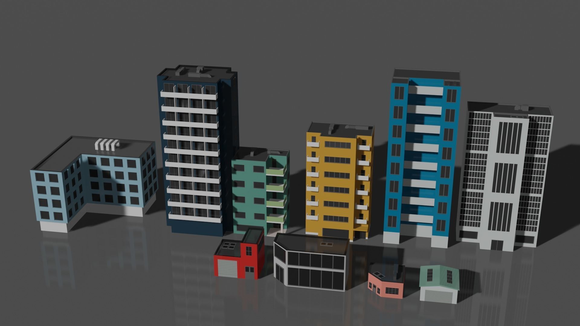 Buildings LowPoly Free low-poly 3D model_1