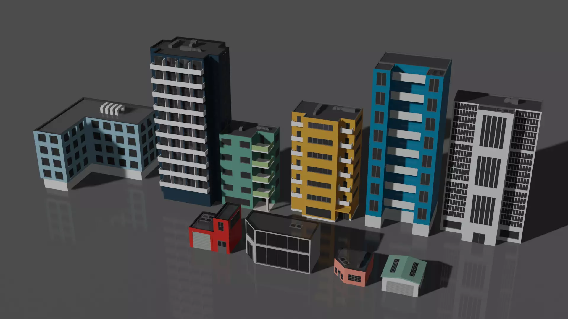 Buildings LowPoly Free low-poly 3D model_0