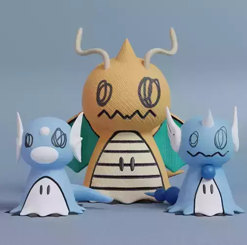Pokemon - Mimikyu Dratini Dragonair and Dragonite
