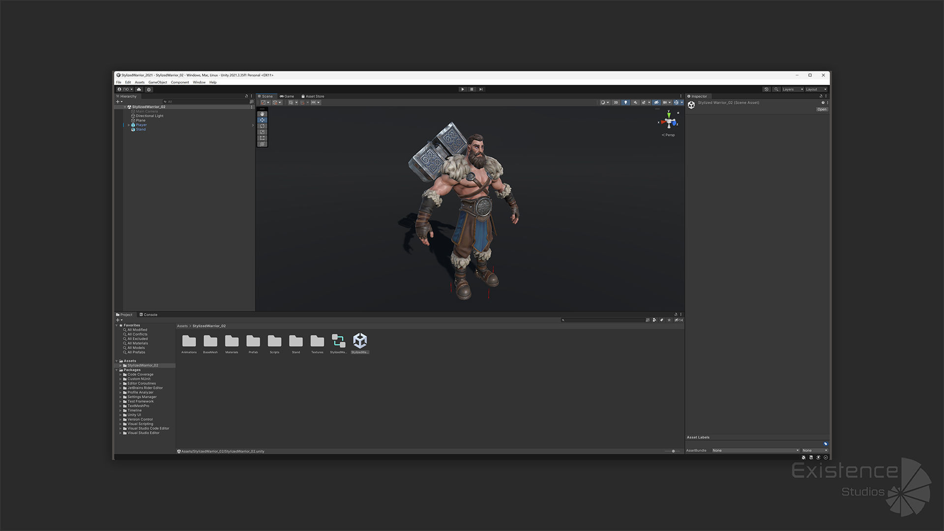 Stylized Warrior 02 - Fantasy Character Hammer Medieval - 27 Low-poly 3D model_19