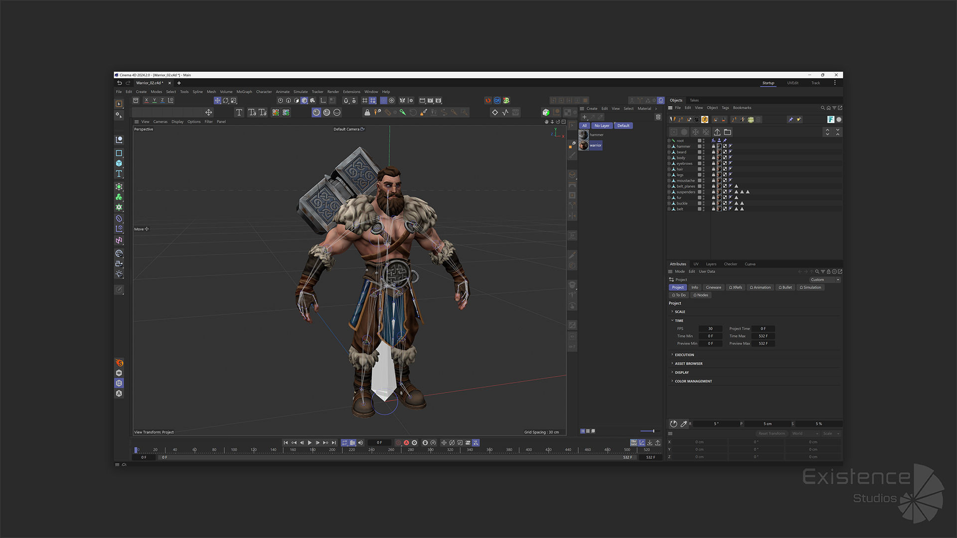 Stylized Warrior 02 - Fantasy Character Hammer Medieval - 27 Low-poly 3D model_12