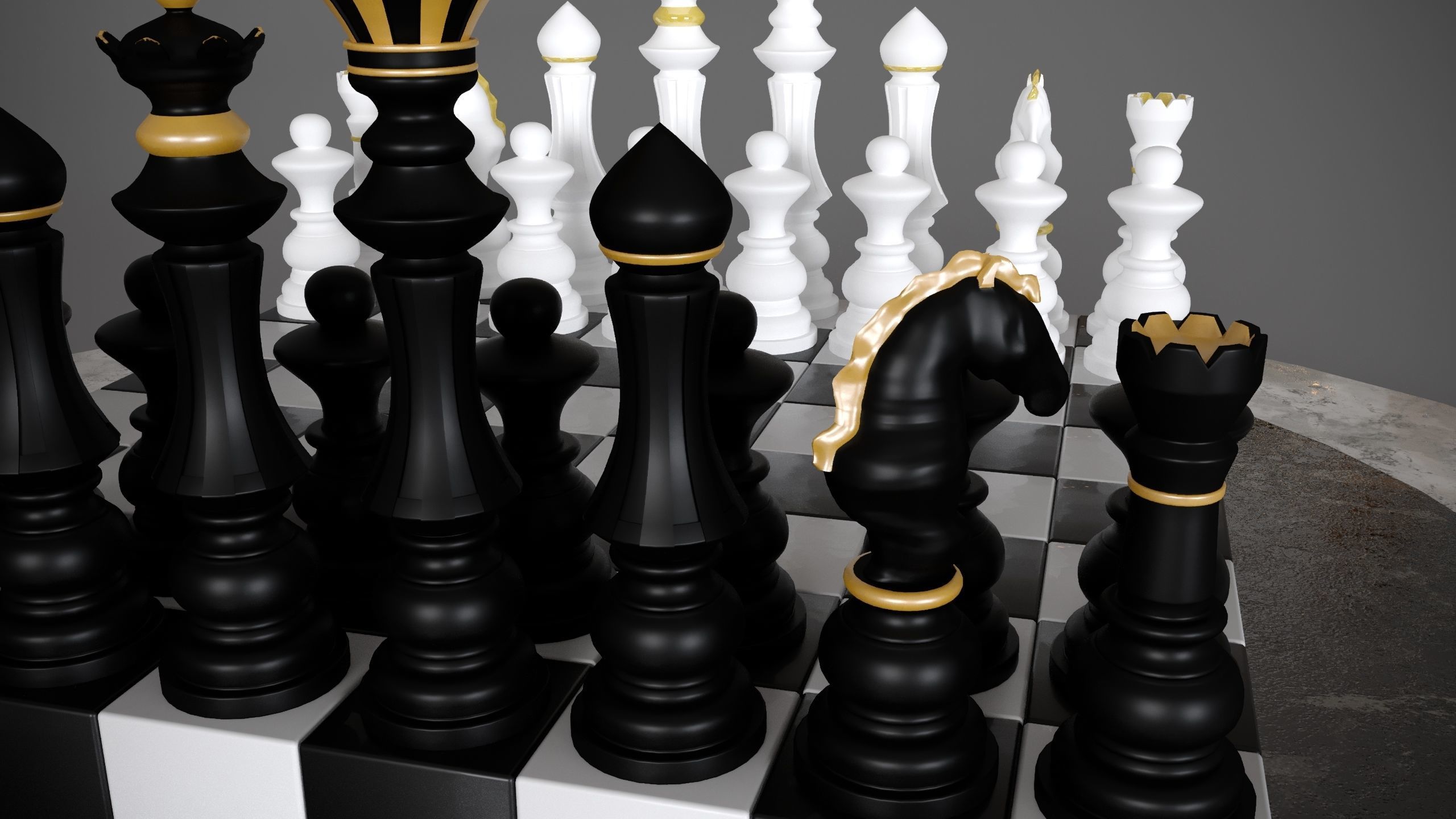 Printable set of original chess 3D print model_1